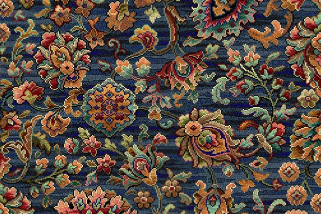 A swatch of Glendun Blue Caliph from Ulster Carpets