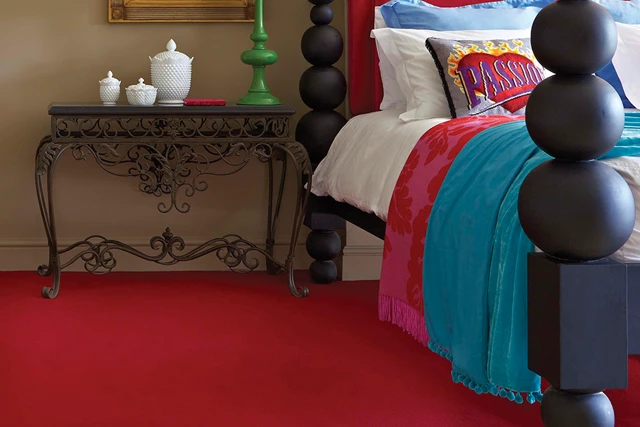 An example of Ulster Velvet Imperial Red from Ulster Carpets in a home setting.