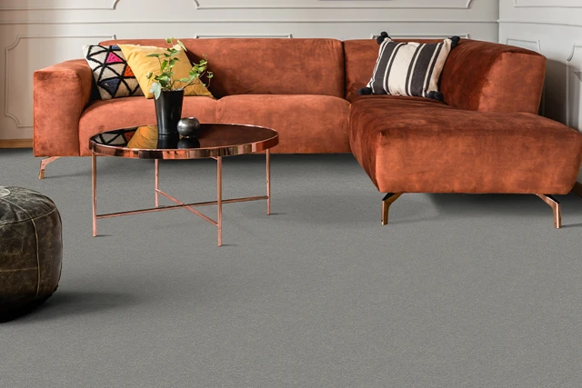 An example of Ulster Velvet Barnstone from Ulster Carpets in a room setting.