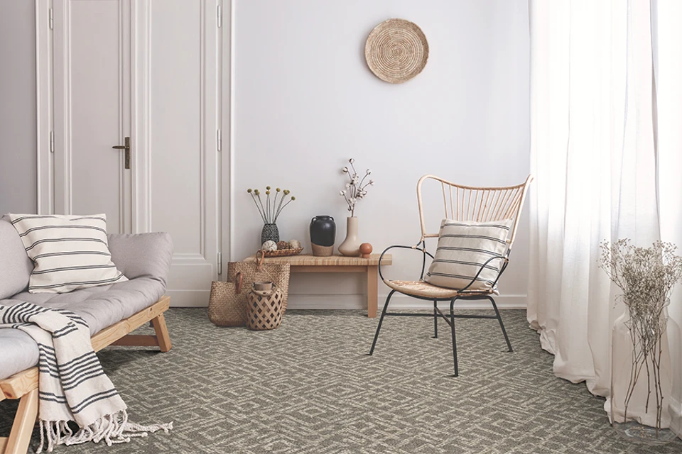 An example of Natural Choice Axminster Rattan from Ulster Carpets in a home setting