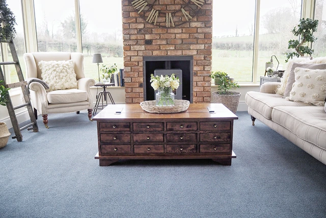 An example of York Wilton Indigo from Ulster Carpets in a home setting