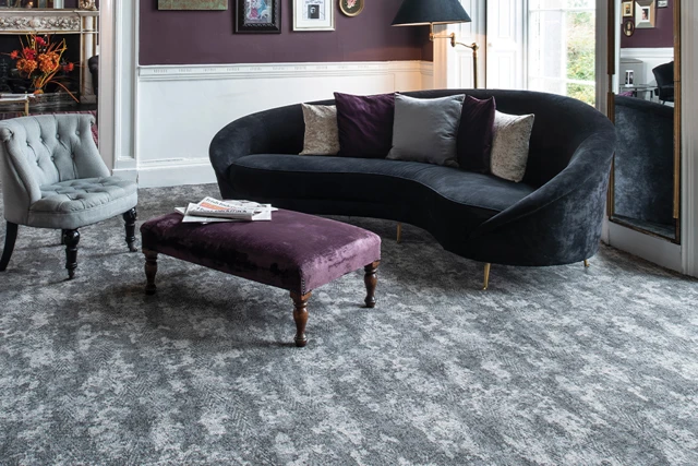 An example of Vescent Vapor Ebony from Ulster Carpets in a home setting. 