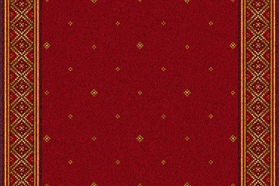 A swatch of a Tazmin Red Runner from Ulster Carpets