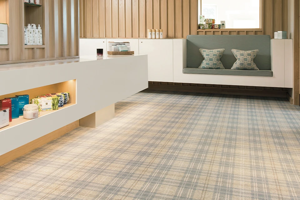 An example of Braeburn Biscay from Ulster Carpets in a hospitality setting