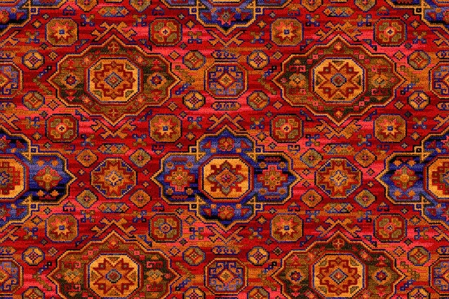 A swatch of Glenmoy Antique Sunset from Ulster Carpets